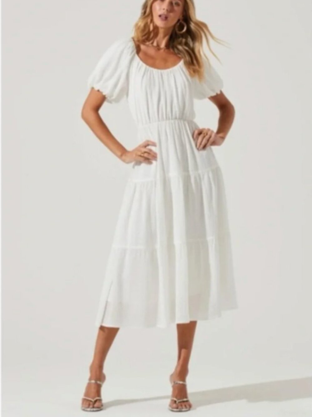 Astr the Label Tiered White Dress